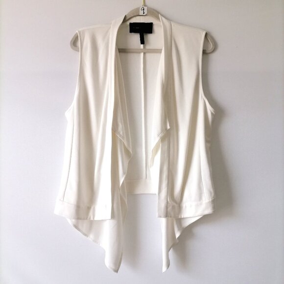 BCBGMAXAZRIA Womens White Sleeveless Open Front Cardigan Jacket - Picture 1 of 7